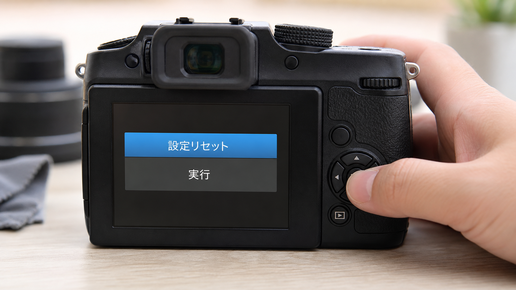 カメラの設定リセットを実行するメニュー画面