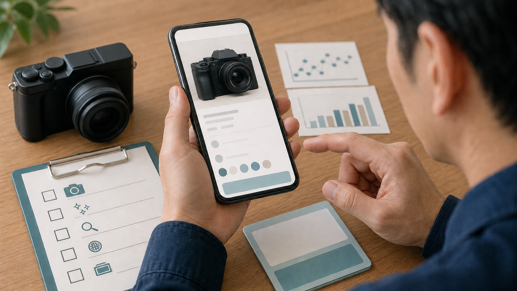スマートフォンの商品情報から仕入れ可否を判断するイメージ
