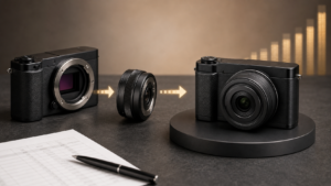 SONY NEX-5Tのボディと薄型レンズを組み合わせる販売実例のイメージ