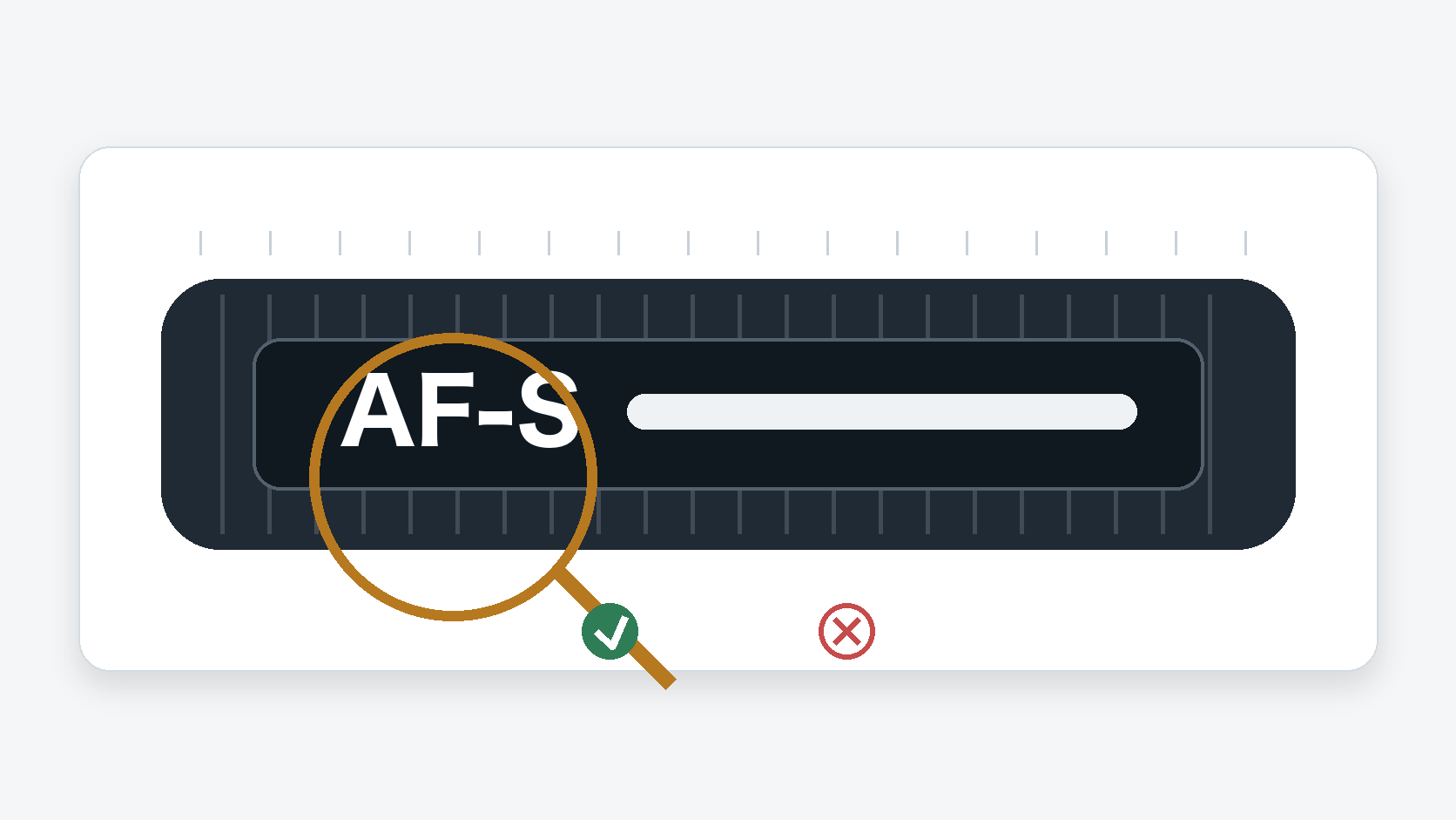 AF-S表記を確認するレンズの視覚イメージ