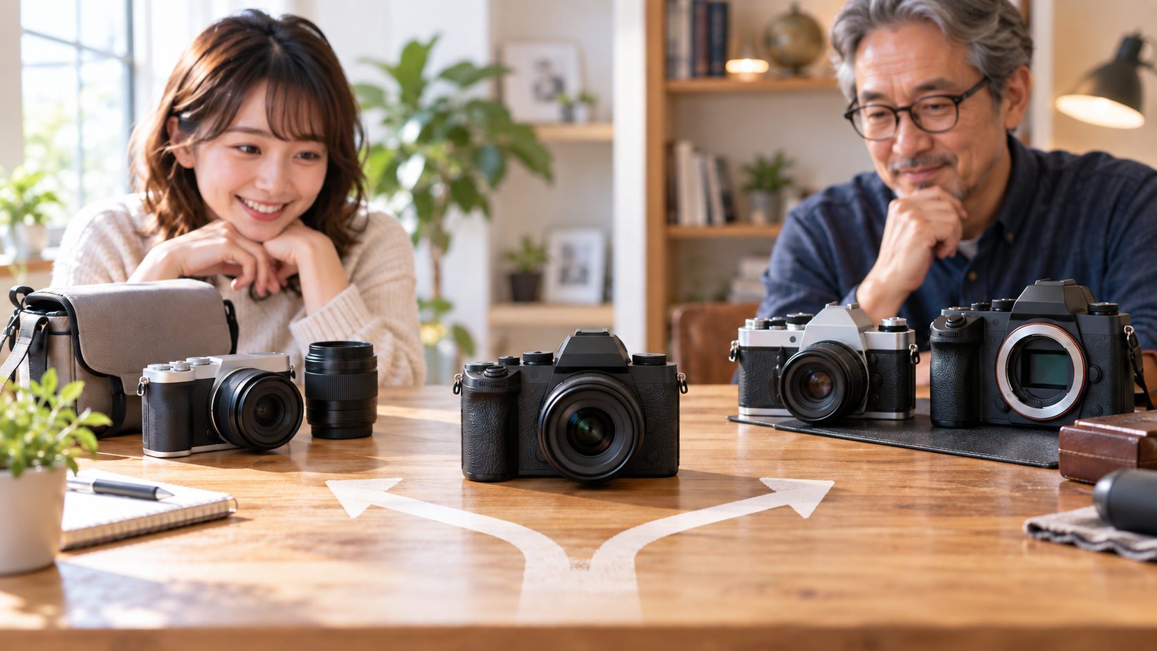 メルカリとヤフオクで中古カメラの出し先を選ぶイメージ